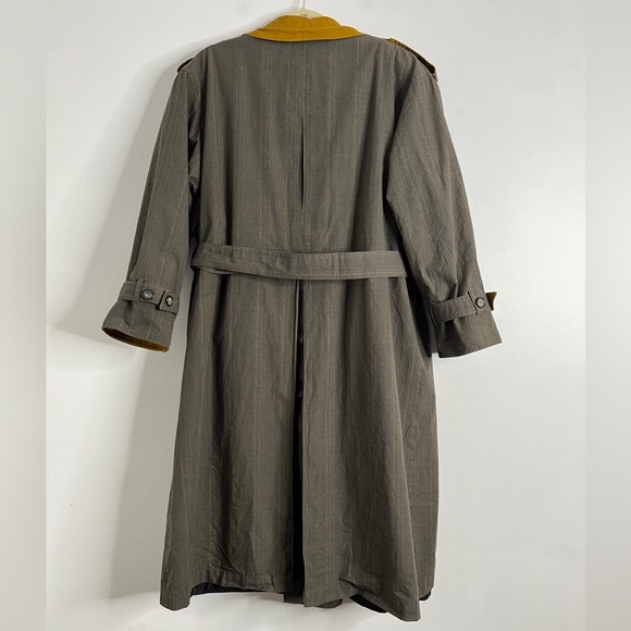 Vintage Fleet Street Glen Plaid Cotton Trench Coat Belted Double Breast Size 14 - Picture 3 of 12
